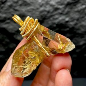 Golden Rutilated Quartz Pendant - Raw Tibetan Crystal | Siguniang Spirit