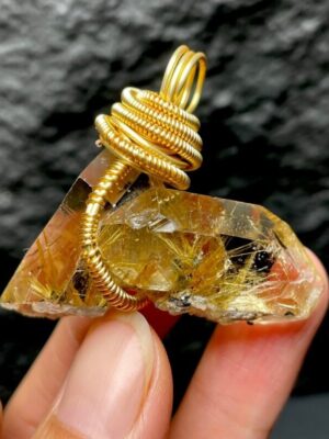 Golden Rutilated Quartz Pendant - Raw Tibetan Crystal | Siguniang Spirit