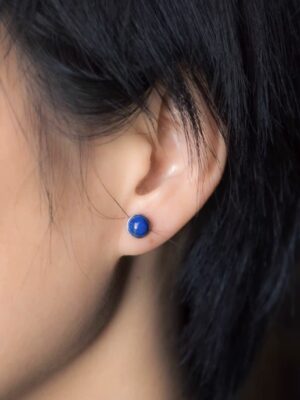Himalayan Deep Blue: Vintage Handcrafted Lapis Lazuli & 925 Sterling Silver Stud Earrings