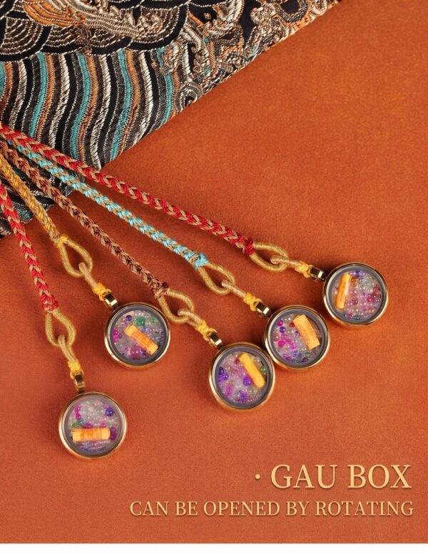 Himalayan Guardian: Hand-Painted Miniature Thangka of Five Wealth Deities Car Charm