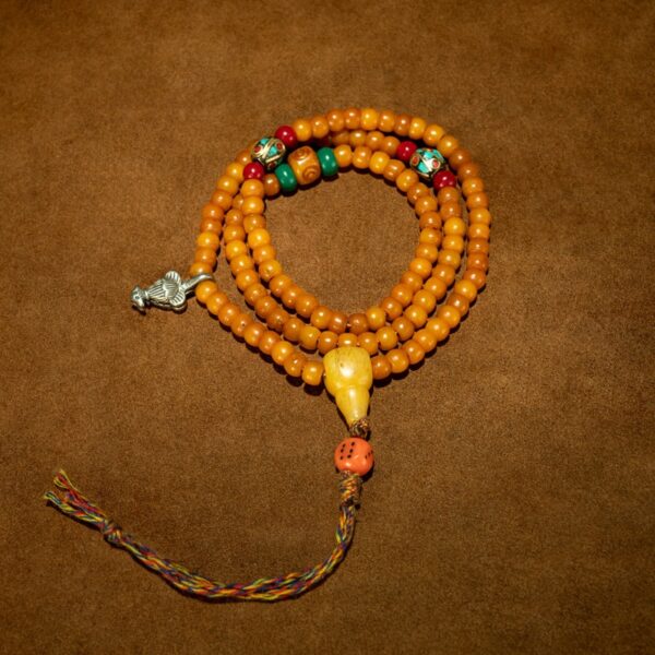 Qing Dynasty Antique Tibetan 108 Mala Beads | Aged Jade-Like Heritage Bracelet | Himalayan Spiritual Adornment