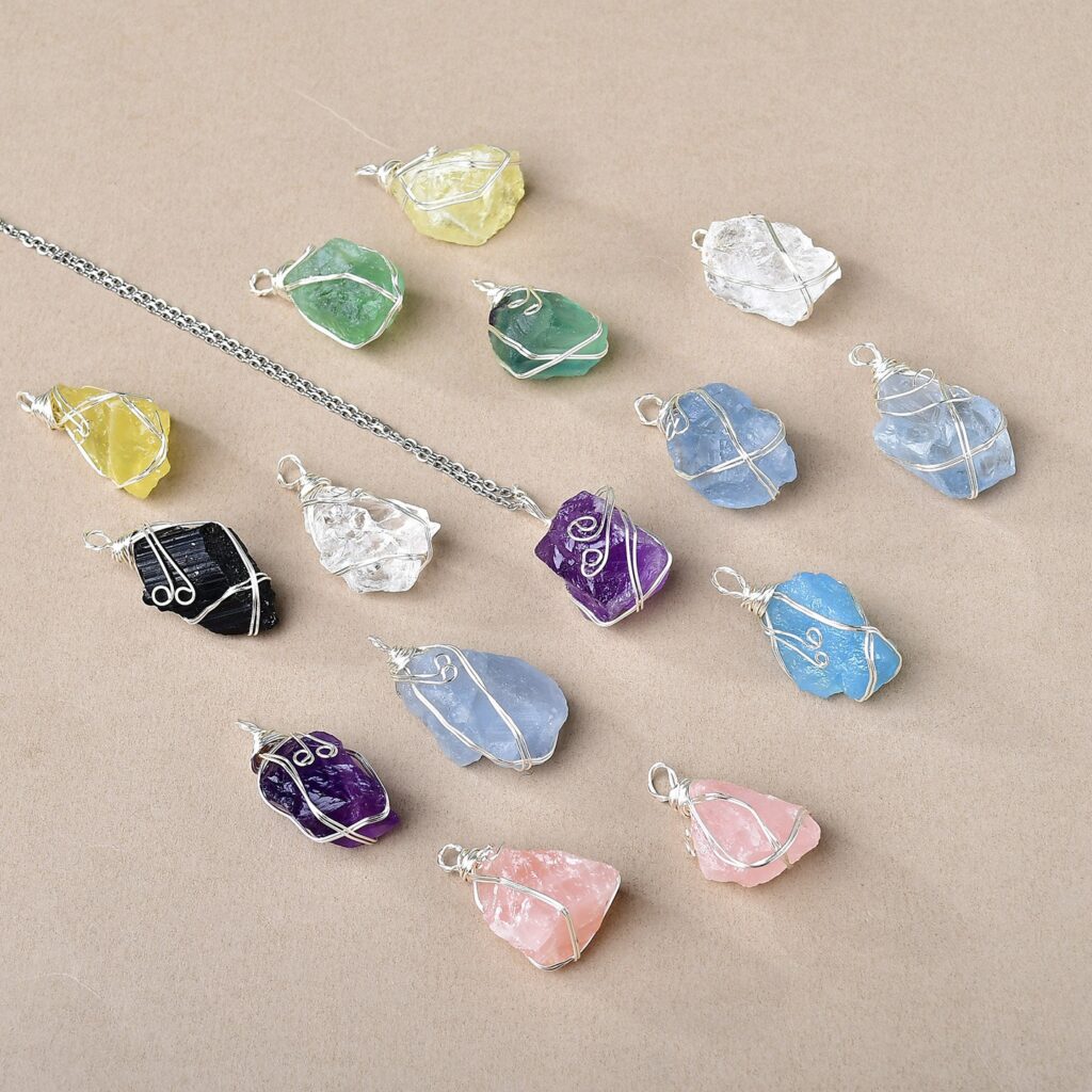 The Himalayan Palette | 8-Piece Handcrafted Raw Crystal Necklace Collection – Authentic Tibetan-Inspired Artisan Set