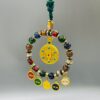 Zaki Lhamo & Five Wealth Buddhas Car Charm | Himalayan Incense Ash Glazed Multi-Treasure Amulet for Prosperity & Protection