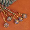 Himalayan Guardian: Hand-Painted Miniature Thangka of Five Wealth Deities Car Charm