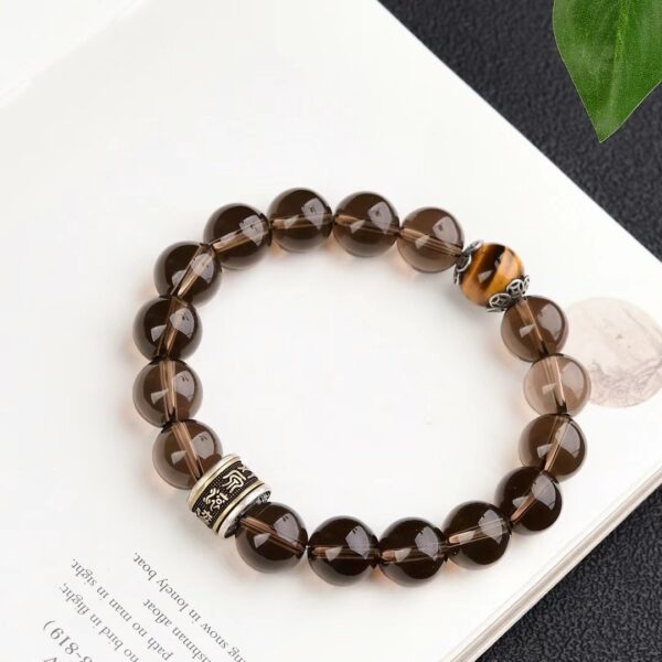 Shadows of the Himalayas | Natural Smoky Quartz & Tiger’s Eye Grounding Bracelet