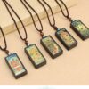 Sacred Geometry & Zodiac Guardian: Handmade Ebony Wood Tibetan Necklace