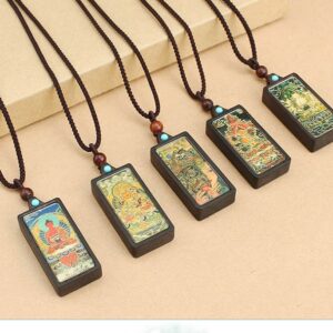 Sacred Geometry & Zodiac Guardian: Handmade Ebony Wood Tibetan Necklace