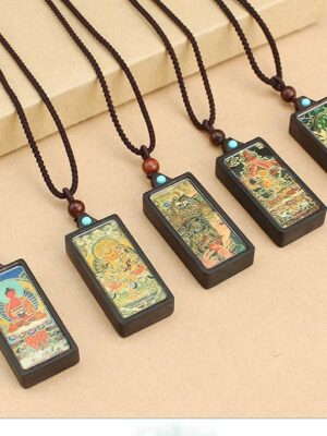 Sacred Geometry & Zodiac Guardian: Handmade Ebony Wood Tibetan Necklace