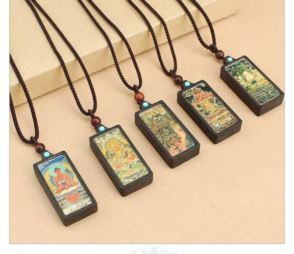 Sacred Geometry & Zodiac Guardian: Handmade Ebony Wood Tibetan Necklace
