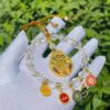 Zaki Lhamo & Five Wealth Buddhas Car Charm | Himalayan Incense Ash Glazed Multi-Treasure Amulet for Prosperity & Protection
