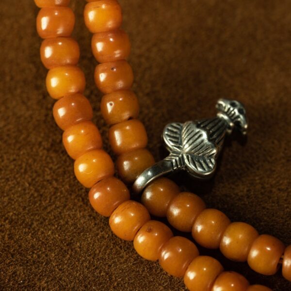 Qing Dynasty Antique Tibetan 108 Mala Beads | Aged Jade-Like Heritage Bracelet | Himalayan Spiritual Adornment