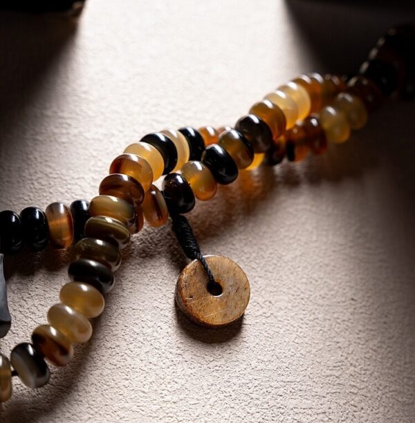 Authentic Tibetan Natural Goat Horn 108 Mala Beads - Spiritual Mala Necklace & Bracelet for Daily Presence