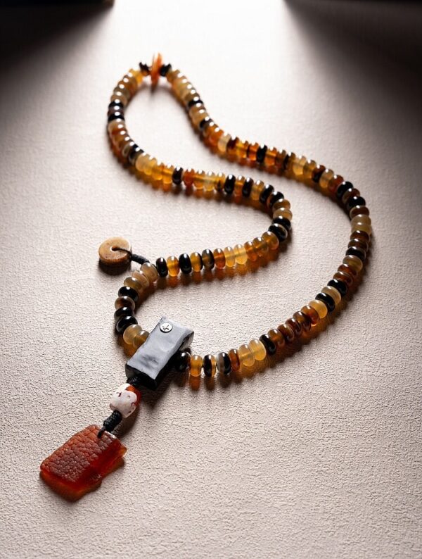 Authentic Tibetan Natural Goat Horn 108 Mala Beads - Spiritual Mala Necklace & Bracelet for Daily Presence