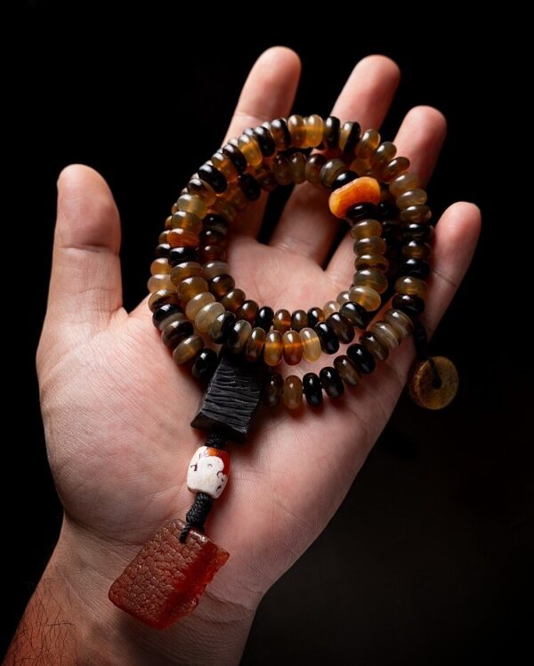 Authentic Tibetan Natural Goat Horn 108 Mala Beads - Spiritual Mala Necklace & Bracelet for Daily Presence