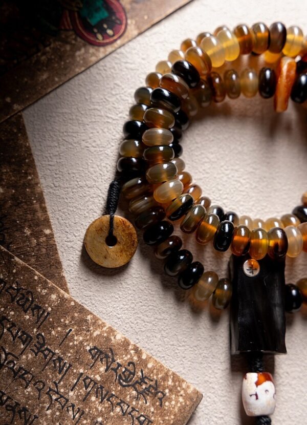 Authentic Tibetan Natural Goat Horn 108 Mala Beads - Spiritual Mala Necklace & Bracelet for Daily Presence