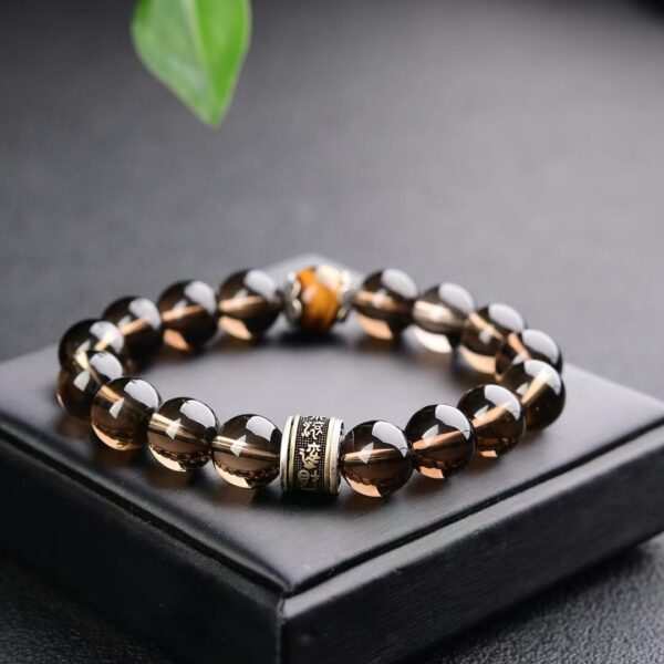 Shadows of the Himalayas | Natural Smoky Quartz & Tiger’s Eye Grounding Bracelet
