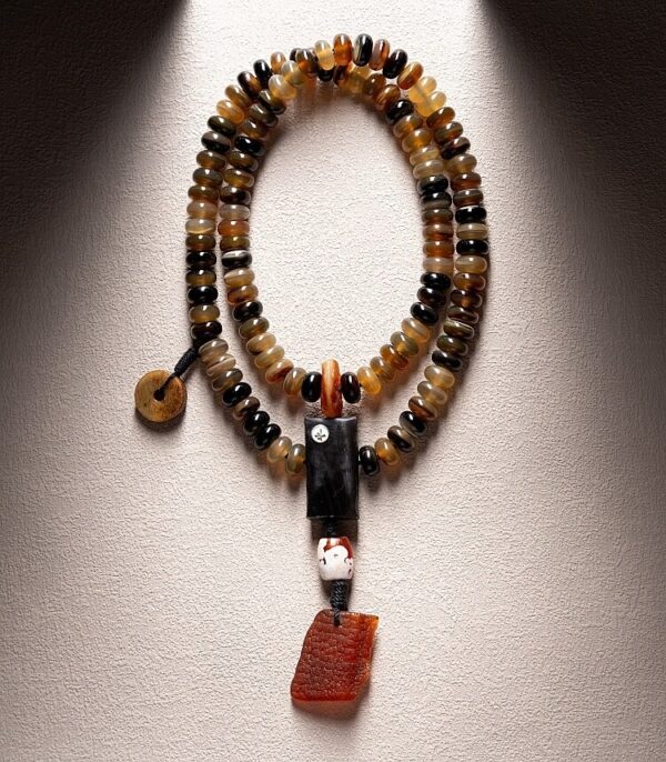 Authentic Tibetan Natural Goat Horn 108 Mala Beads - Spiritual Mala Necklace & Bracelet for Daily Presence