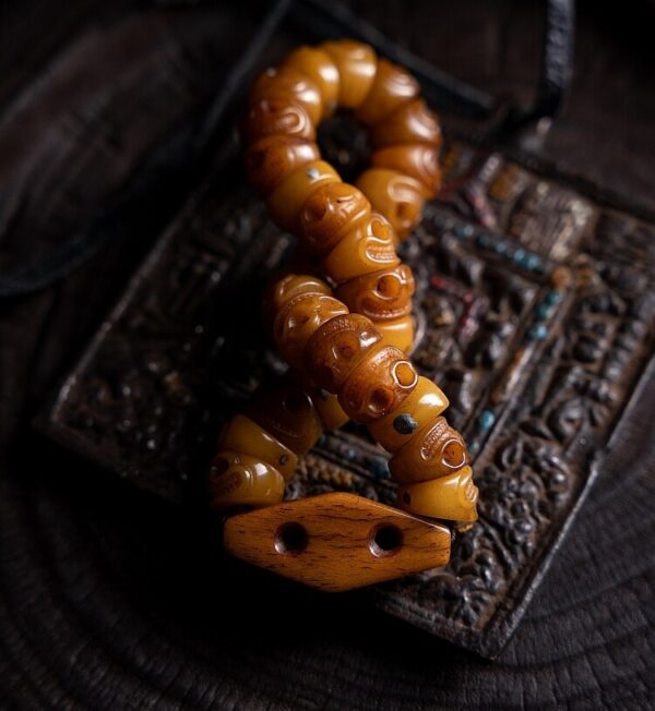 Himalayan Inspired Hand-Carved Bone Bracelet | Citipati Yak Bone Mala | Mindfulness & Serenity