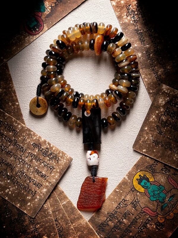 Authentic Tibetan Natural Goat Horn 108 Mala Beads - Spiritual Mala Necklace & Bracelet for Daily Presence
