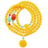 Himalayan-Inspired Natural Baltic Amber & Turquoise 108 Bead Mala Wrap Bracelet | Ping'an Kou of Tranquility