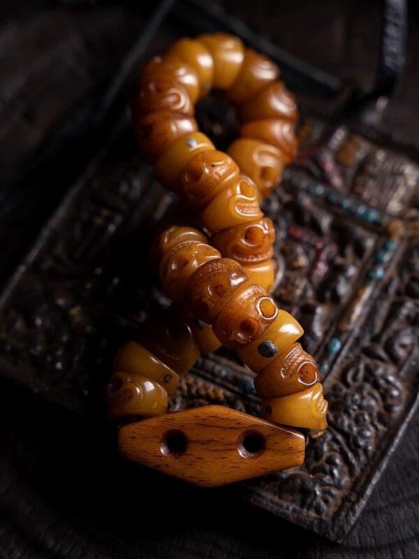 Himalayan Inspired Hand-Carved Bone Bracelet | Citipati Yak Bone Mala | Mindfulness & Serenity