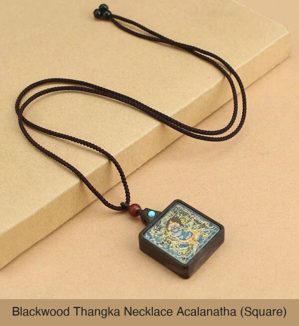 Sacred Geometry & Zodiac Guardian: Handmade Ebony Wood Tibetan Necklace