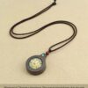 Sacred Geometry & Zodiac Guardian: Handmade Ebony Wood Tibetan Necklace