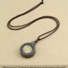 Sacred Geometry & Zodiac Guardian: Handmade Ebony Wood Tibetan Necklace