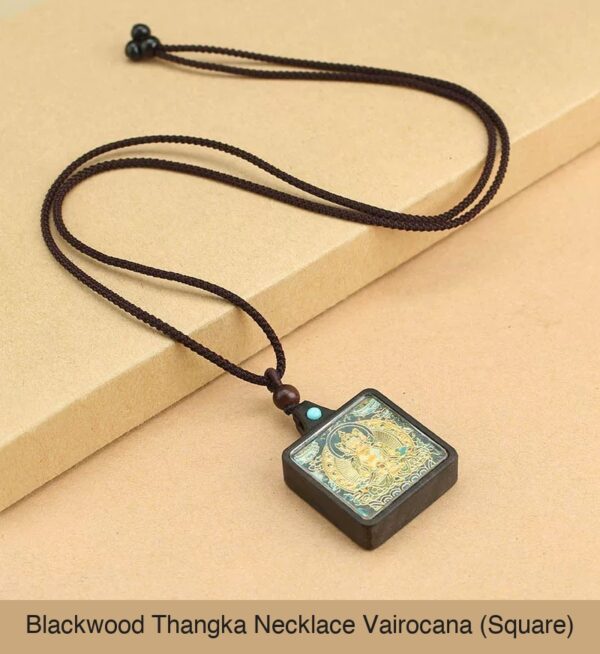 Sacred Geometry & Zodiac Guardian: Handmade Ebony Wood Tibetan Necklace