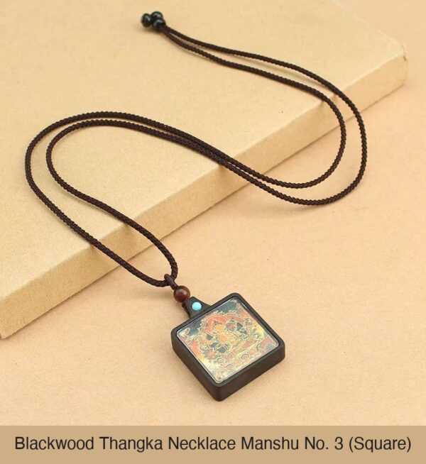 Sacred Geometry & Zodiac Guardian: Handmade Ebony Wood Tibetan Necklace