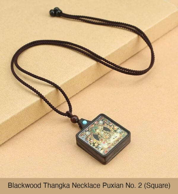 Sacred Geometry & Zodiac Guardian: Handmade Ebony Wood Tibetan Necklace