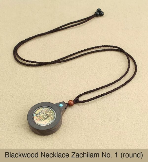 Sacred Geometry & Zodiac Guardian: Handmade Ebony Wood Tibetan Necklace