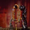 Tibetan 108 Star and Moon Bodhi Seed Mala Beads Necklace with Authentic Three-Line dZi Stone and Aged Agate