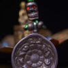 Tibetan 108 Star and Moon Bodhi Seed Mala Beads Necklace with Authentic Three-Line dZi Stone and Aged Agate