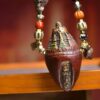 Tibetan 108 Star and Moon Bodhi Seed Mala Beads Necklace with Authentic Three-Line dZi Stone and Aged Agate